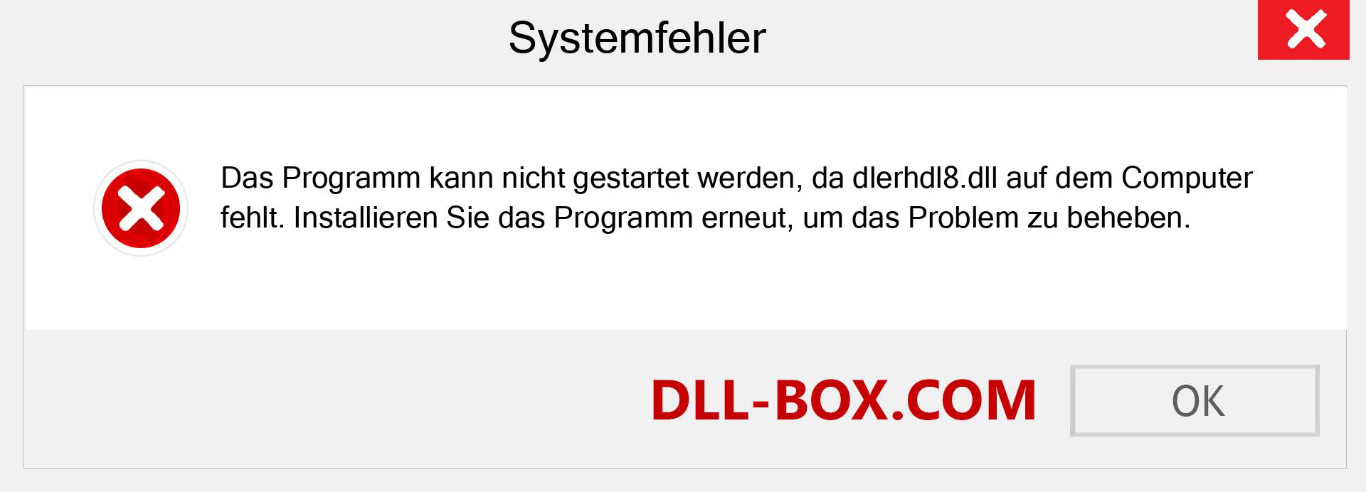 dlerhdl8.dll-Datei fehlt?. Download für Windows 7, 8, 10 - Fix dlerhdl8 dll Missing Error unter Windows, Fotos, Bildern